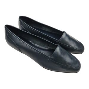 Vintage Partners Baltimore Flats 10W Wide Navy Leather Loafers Made in Brazil